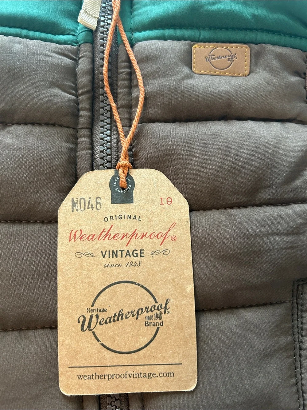 Kids Quilted Puffer Vest in Brown and Green